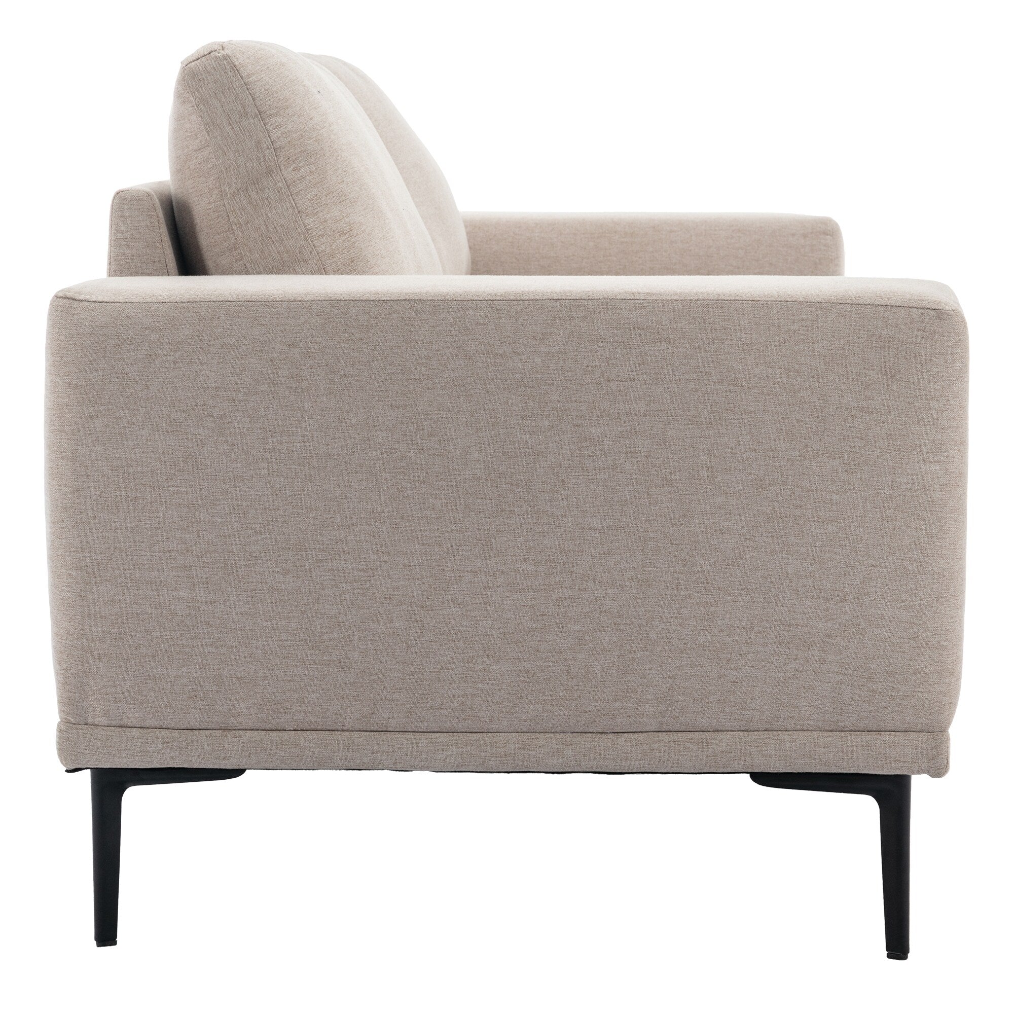 Canapé 2 places en tissu beige 74.8 moderne avec pieds en fer et coussins confortables, idéal pour les appartements et les chambres