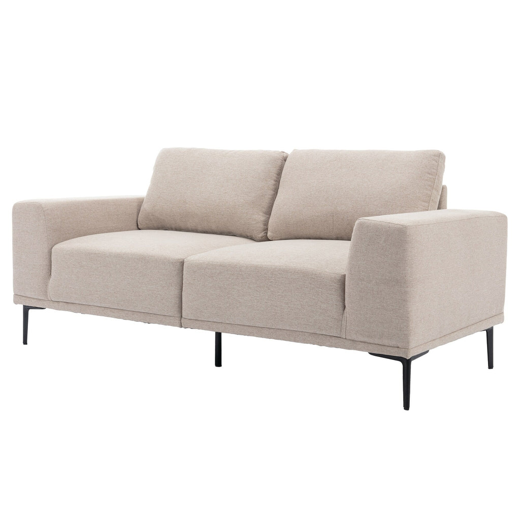 Canapé 2 places en tissu beige 74.8 moderne avec pieds en fer et coussins confortables, idéal pour les appartements et les chambres