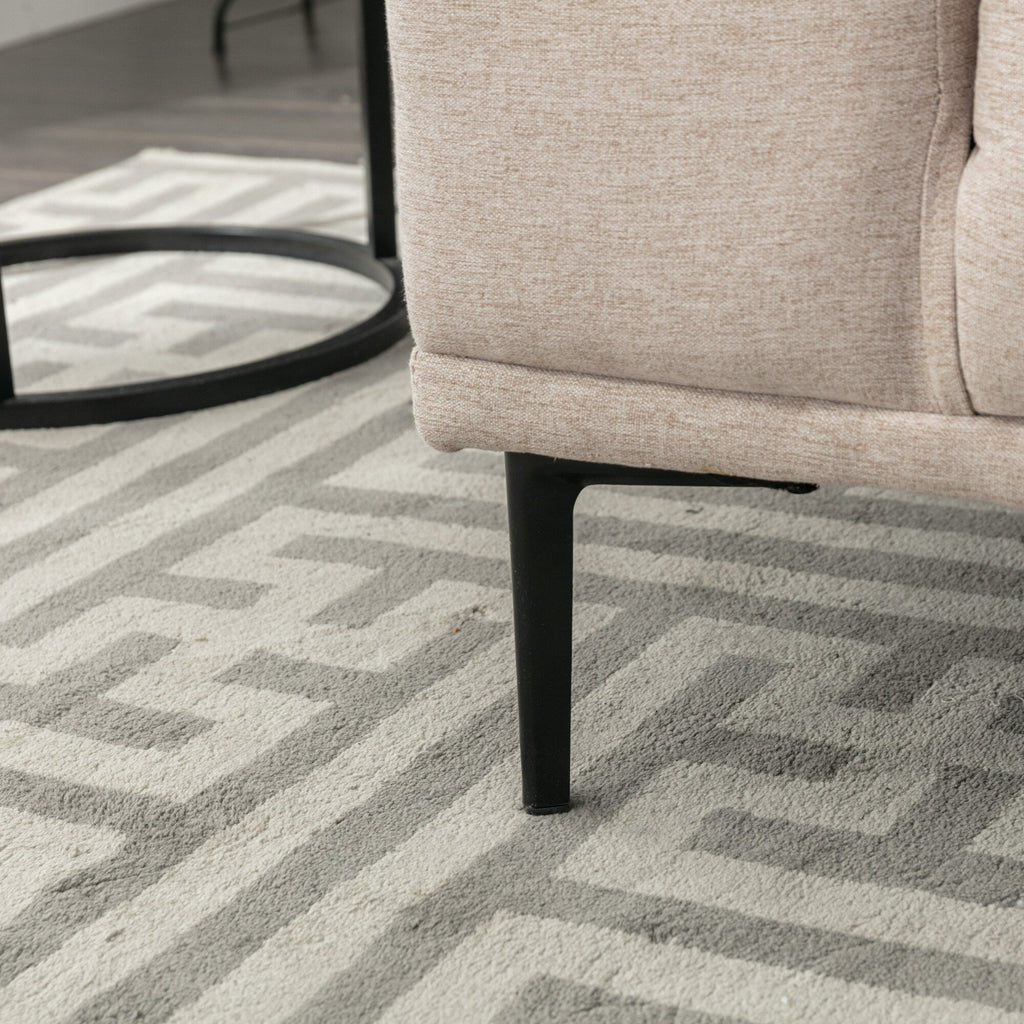Canapé 2 places moderne en tissu beige de 74,8 pouces avec pieds en fer et coussins confortables pour le salon ou la chambre