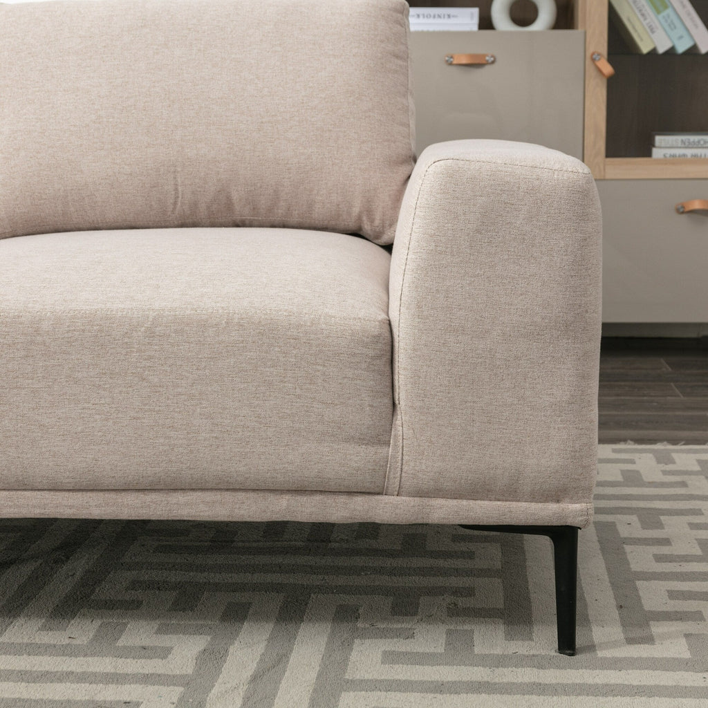 Canapé 2 places moderne en tissu beige de 74,8 pouces avec pieds en fer et coussins confortables pour le salon ou la chambre