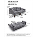 Canapé-lit causeuse beige 75,6 pouces en chenille avec port de chargement USB et dossier réglable pour le salon