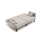 Canapé-lit causeuse beige 75,6 pouces en chenille avec port de chargement USB et dossier réglable pour le salon