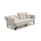 Canapé-lit causeuse beige 75,6 pouces en chenille avec port de chargement USB et dossier réglable pour le salon