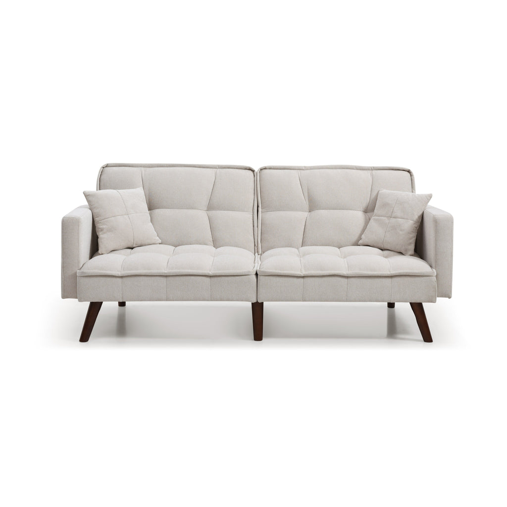 Canapé-lit causeuse beige 75,6 pouces en chenille avec port de chargement USB et dossier réglable pour le salon