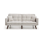 Canapé-lit causeuse beige 75,6 pouces en chenille avec port de chargement USB et dossier réglable pour le salon