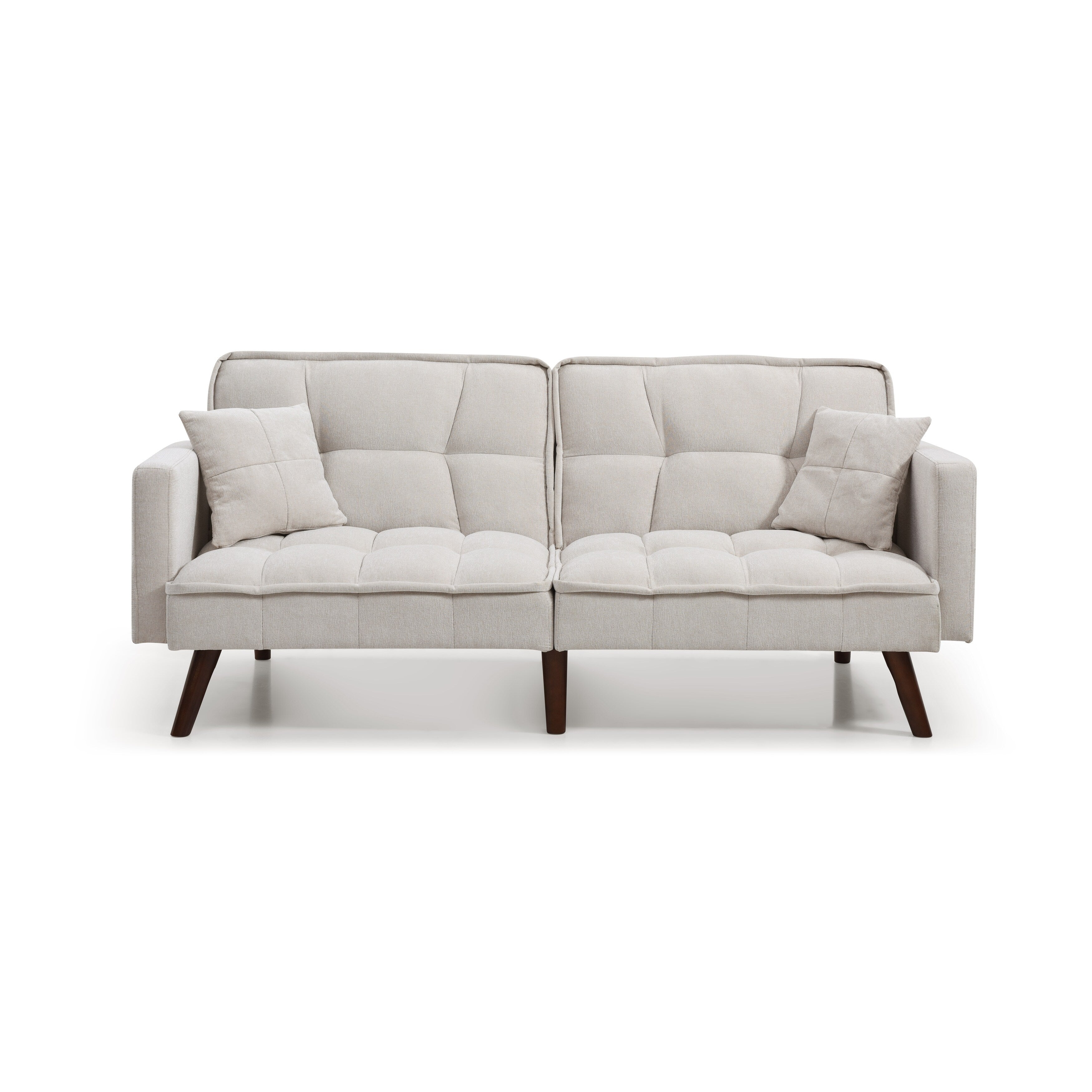 Canapé-lit causeuse beige 75,6 pouces en chenille avec port de chargement USB et dossier réglable pour le salon