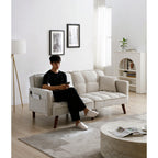 Canapé-lit causeuse beige 75,6 pouces en chenille avec port de chargement USB et dossier réglable pour le salon