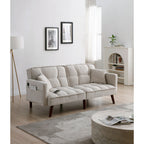 Canapé-lit causeuse beige 75,6 pouces en chenille avec port de chargement USB et dossier réglable pour le salon