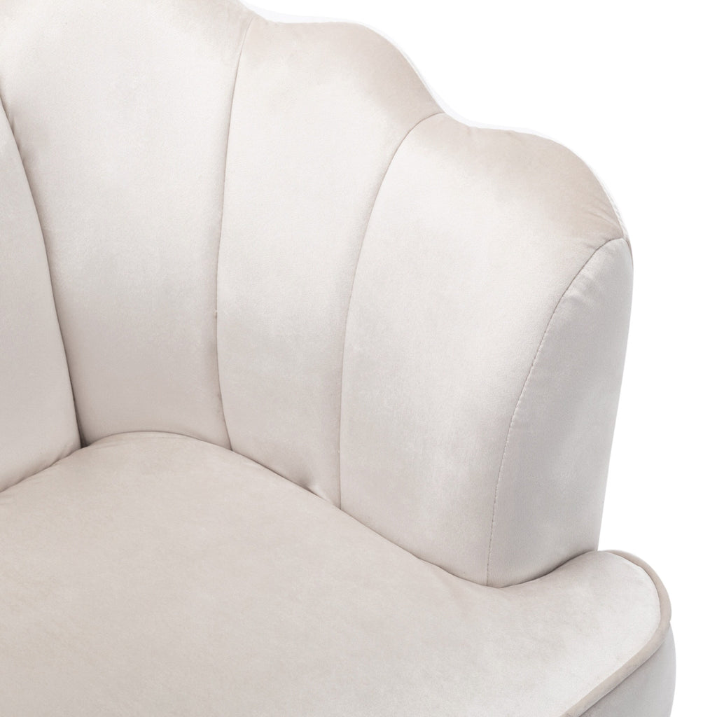 Canapé 3 places en velours beige 76,25 avec coutures en canal et pieds en métal pour le salon