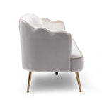 Canapé 3 places en velours beige 76,25 avec coutures en canal et pieds en métal pour le salon