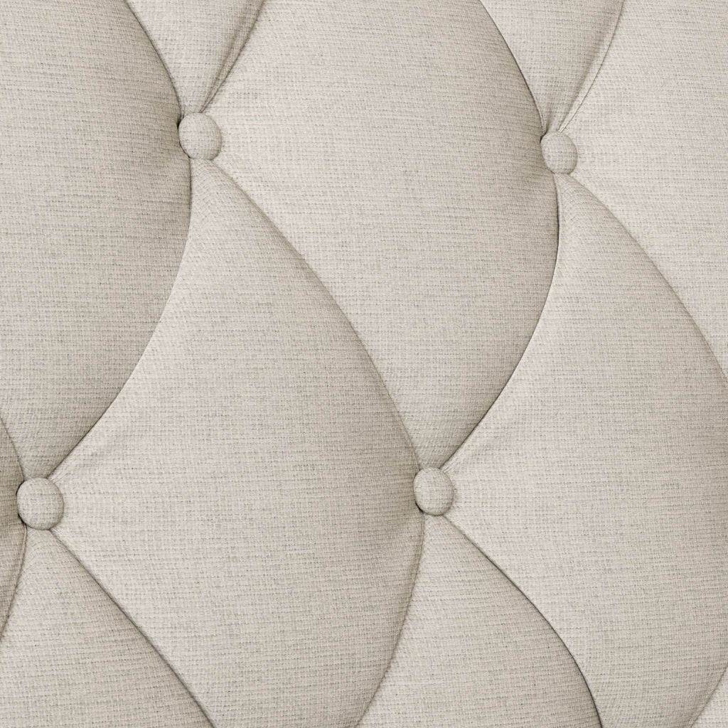 Canapé 3 places en polyester beige 78,75 avec dossier capitonné et coussins