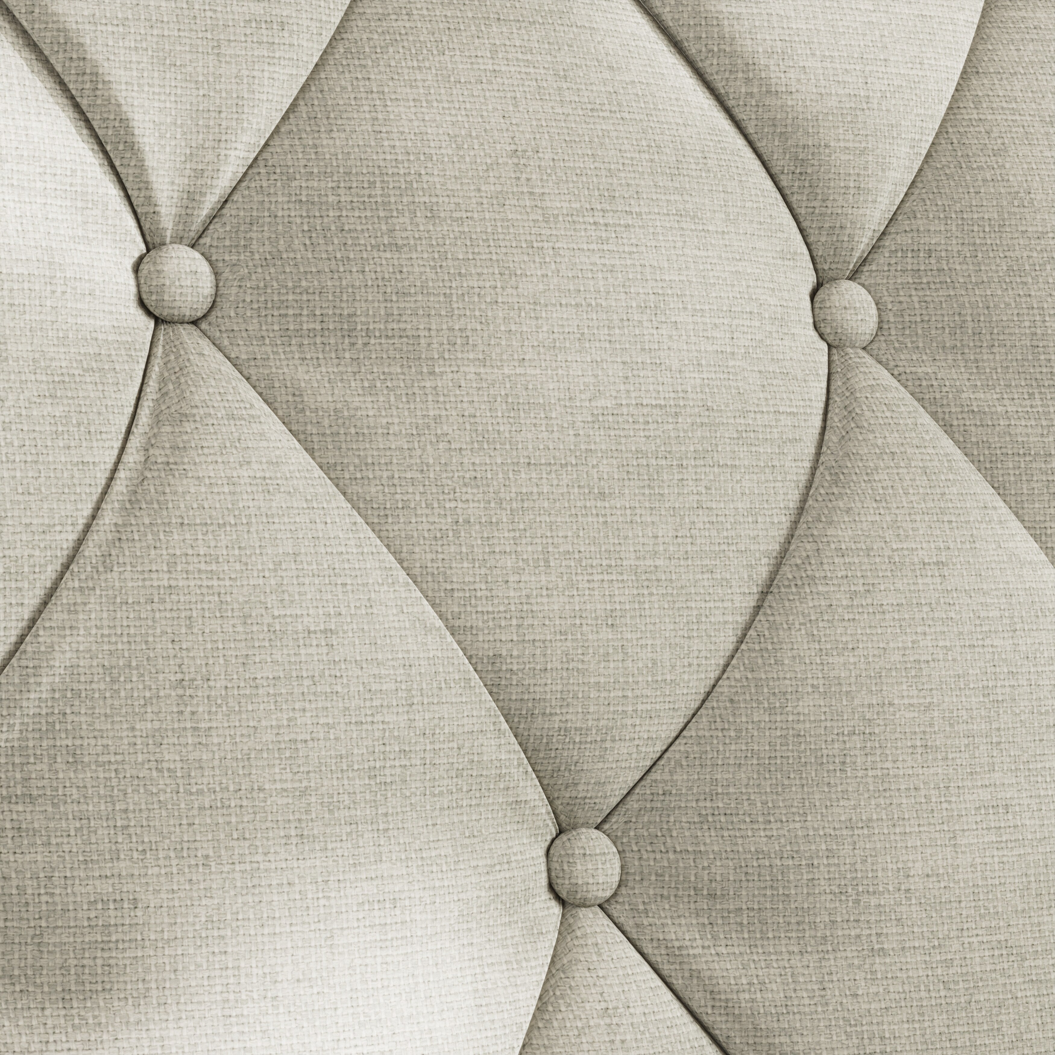 Canapé 3 places en polyester beige 78,75 avec dossier capitonné et coussins