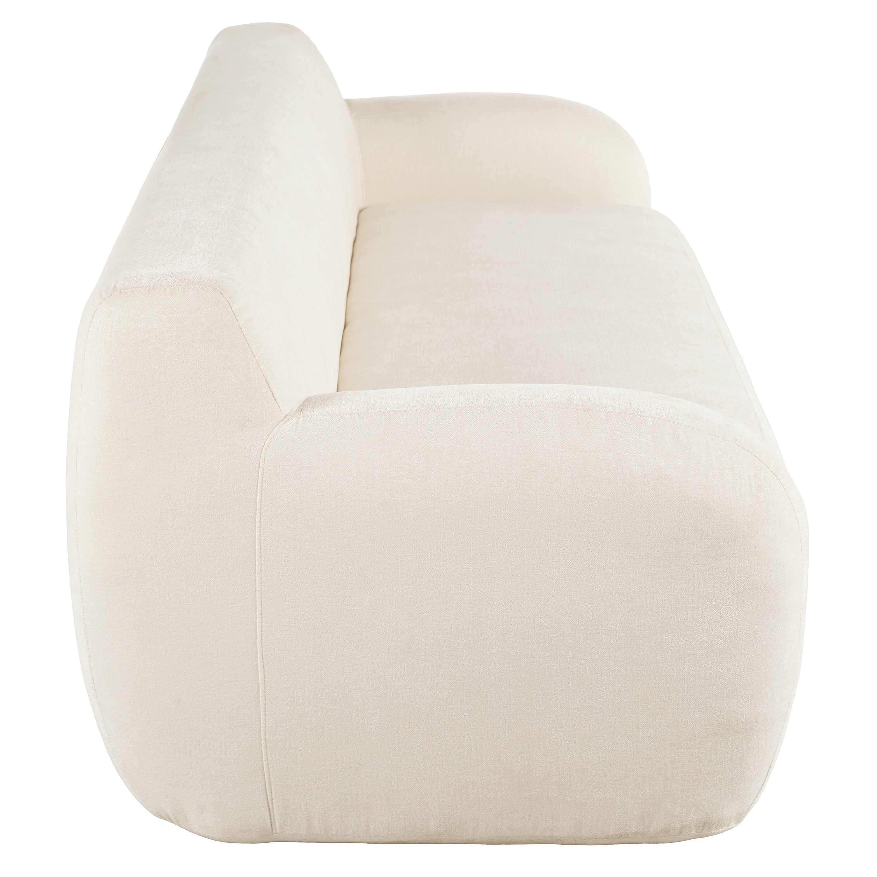 Canapé 3 places beige minimaliste à compression 81,5 avec larges assises et rembourrage en mousse haute densité pour salons