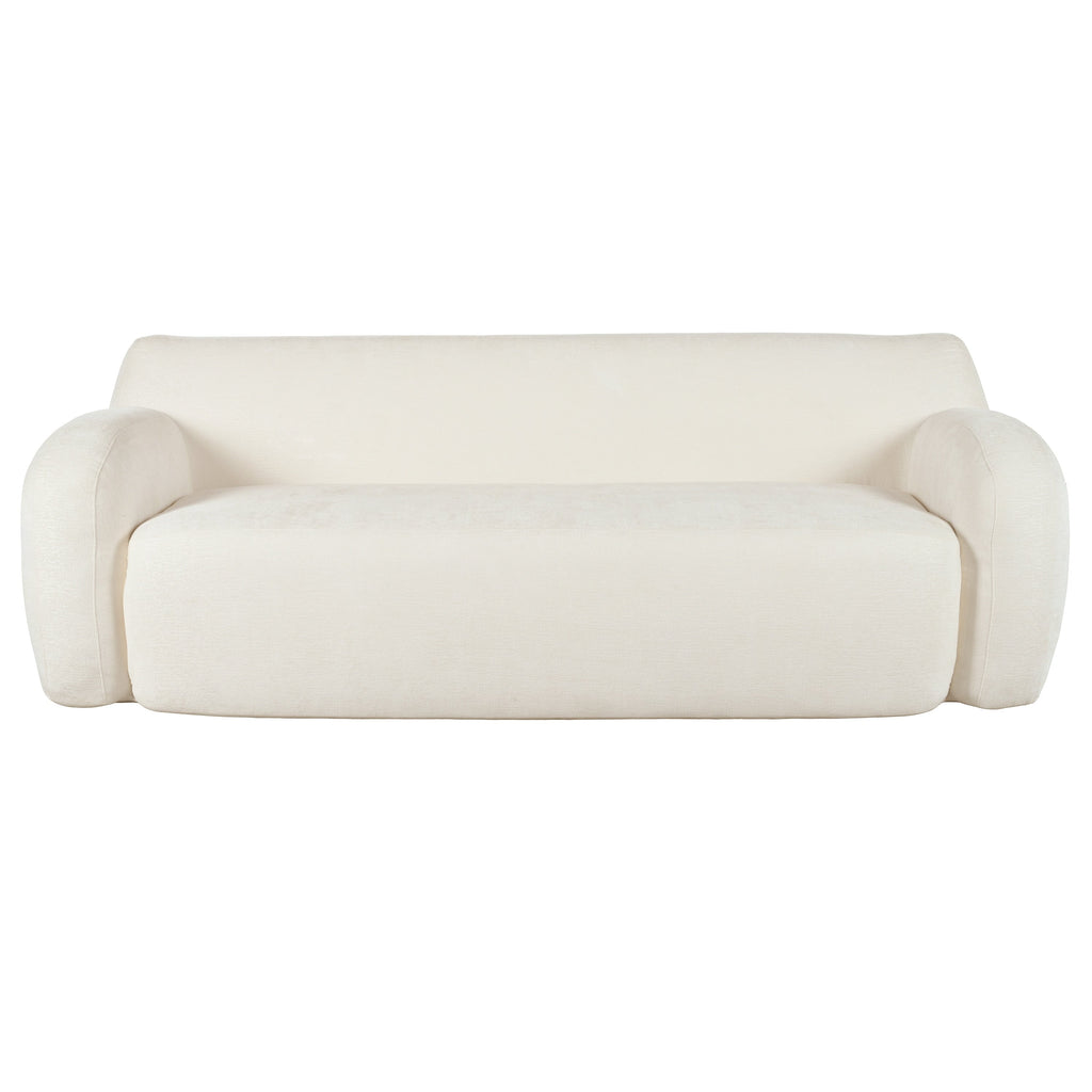 Canapé 3 places beige minimaliste à compression 81,5 avec larges assises et rembourrage en mousse haute densité pour salons