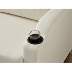 Canapé 3 places beige de 81,9 pouces avec méridienne, rangement et design facile à déplacer avec pieds en plastique et roulettes en caoutchouc