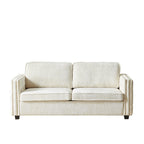 Canapé-lit 3 places beige 81 Chenille Nailheads avec matelas en mousse à mémoire de forme pour le salon