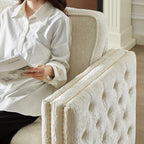 Canapé-lit 3 places beige 81 Chenille Nailheads avec matelas en mousse à mémoire de forme pour le salon