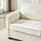 Canapé-lit 3 places beige 81 Chenille Nailheads avec matelas en mousse à mémoire de forme pour le salon