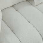 Canapé 3 places rembourré beige Teddy 82 avec 3 coussins de dossier et structure en bois massif pour le salon