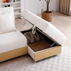 Canapé-lit convertible 3 places en coton et lin beige 84,65 € avec pouf de rangement, table rabattable et 2 tiroirs
