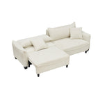 Canapé-lit 3 places en velours côtelé beige 87,79 $ avec deux coussins décoratifs et rangement pour le salon