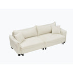 Canapé-lit 3 places en velours côtelé beige 87,79 $ avec deux coussins décoratifs et rangement pour le salon