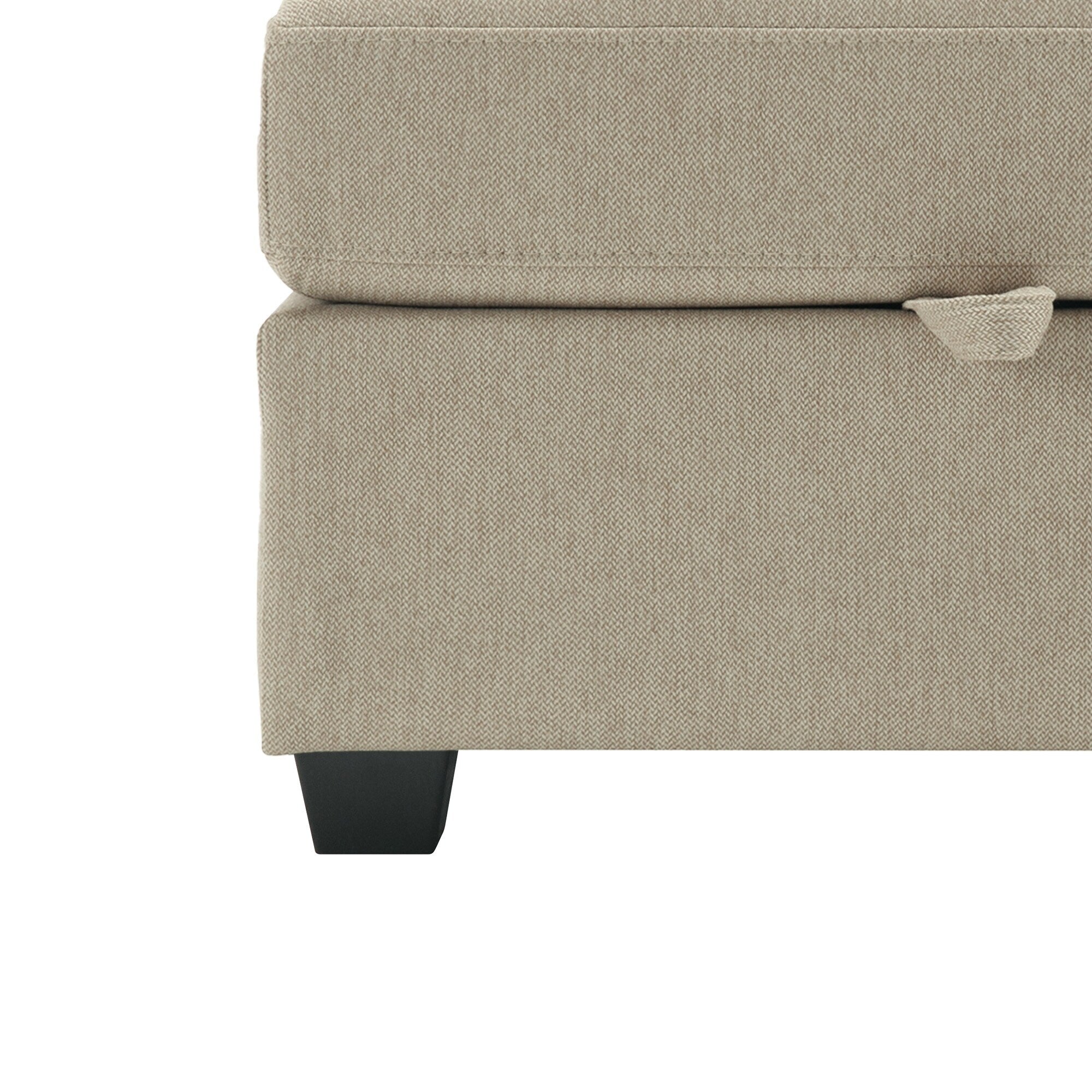 Canapé modulaire 3 places beige de 87,9 po avec pouf, dossiers et accoudoirs réglables, sièges avec rangement et coussins épais