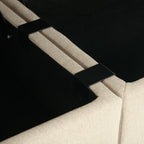 Canapé modulaire 3 places beige de 87,9 po avec pouf, dossiers et accoudoirs réglables, sièges avec rangement et coussins épais