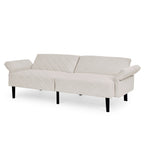 Canapé-lit futon convertible capitonné en velours beige 87 avec accoudoirs réglables pour salon