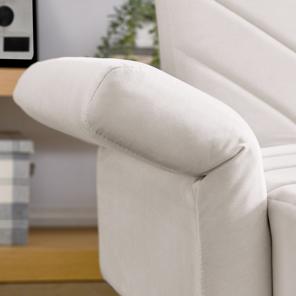 Canapé-lit futon convertible capitonné en velours beige 87 avec accoudoirs réglables pour salon