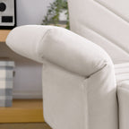 Canapé-lit futon convertible capitonné en velours beige 87 avec accoudoirs réglables pour salon