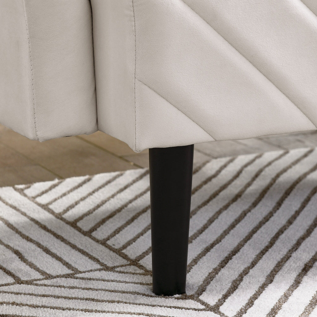 Canapé-lit futon convertible capitonné en velours beige 87 avec accoudoirs réglables pour salon