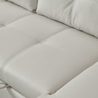 Canapé-lit convertible 3 places beige en microfibre de 88 po avec méridienne de rangement et fonction lit gigogne