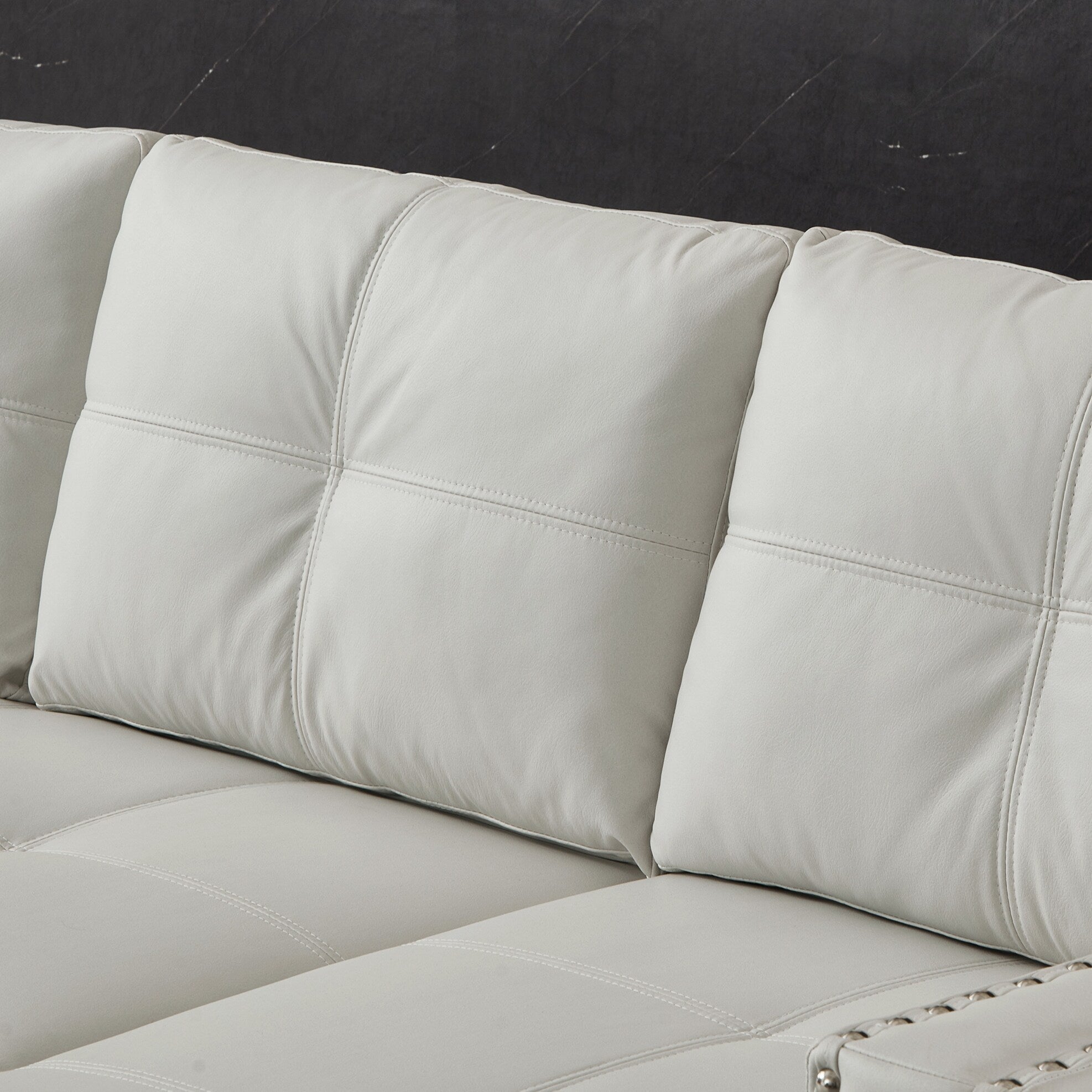 Canapé-lit convertible 3 places beige en microfibre de 88 po avec méridienne de rangement et fonction coulissante