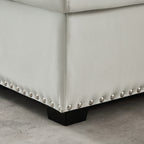 Canapé-lit convertible 3 places beige en microfibre de 88 po avec méridienne de rangement et fonction coulissante