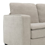 Canapé d'angle 5 places en velours beige 89, surdimensionné, avec coussins doubles