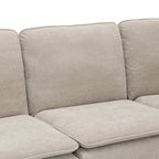 Canapé sectionnel 5 places en velours beige 89'' en forme de L avec coussins doubles, cadre robuste en bois et fer