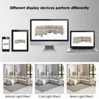 Canapé sectionnel 5 places en velours beige 89 po avec coussins doubles