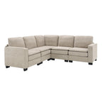 Canapé sectionnel 5 places en velours beige 89 po avec coussins doubles