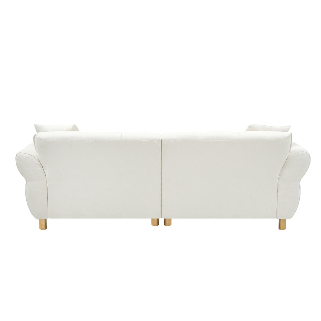 Canapé 3 places en tissu Teddy beige 93,70 avec deux coussins assortis pour le salon