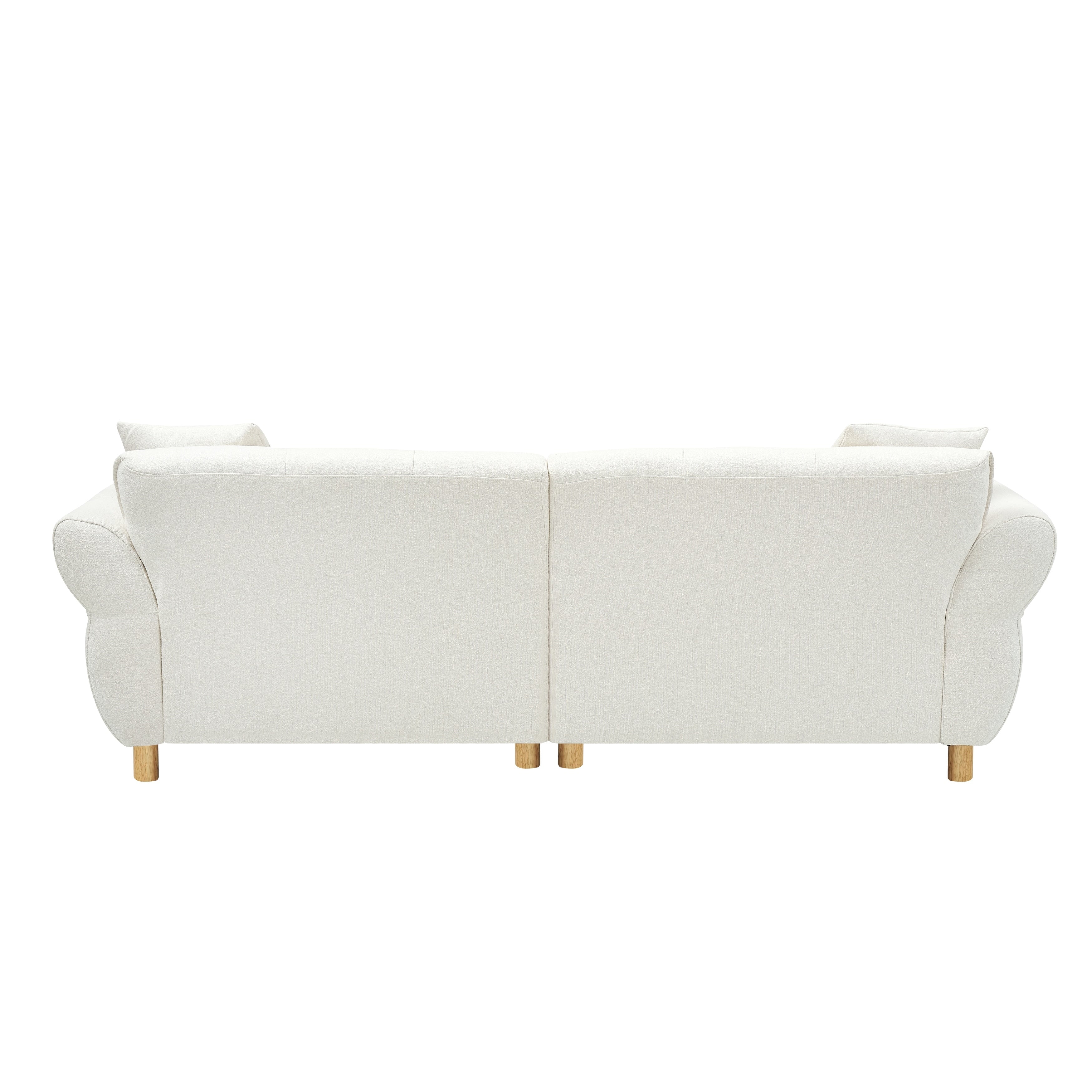 Canapé 3 places en tissu Teddy beige 93,70 avec deux coussins assortis pour le salon