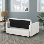 Canapé-lit convertible en tissu bouclé beige