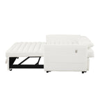 Canapé-lit convertible en tissu bouclé beige