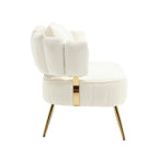 Canapé causeuse beige bouclé avec cadre en métal