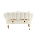 Canapé causeuse beige bouclé avec cadre en métal