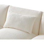 Canapé 3 places rembourré en tissu bouclé beige avec coussins