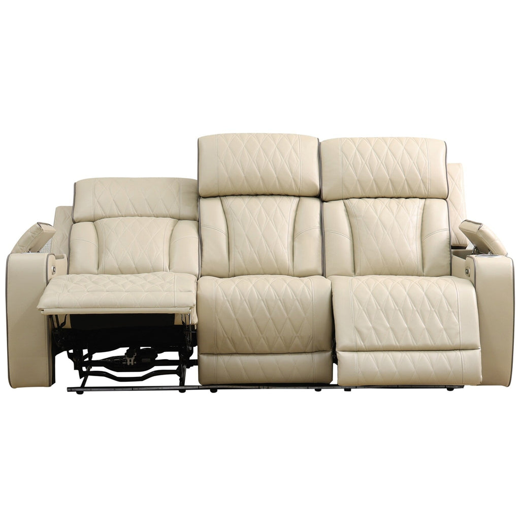 Ensemble de canapés inclinables de salon 3 pièces en cuir respirant beige