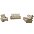 Ensemble de canapés inclinables de salon 3 pièces en cuir respirant beige