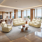 Ensemble de canapés inclinables de salon 3 pièces en cuir respirant beige