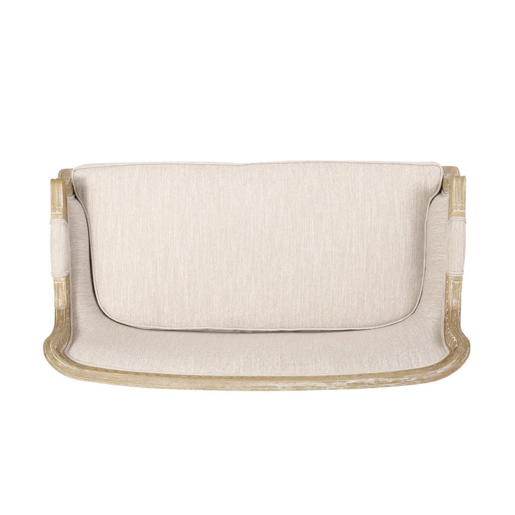 Canapé causeuse en bois beige marron 49,75 $ avec cadre en bois Rubbey et pieds en bois pour le salon